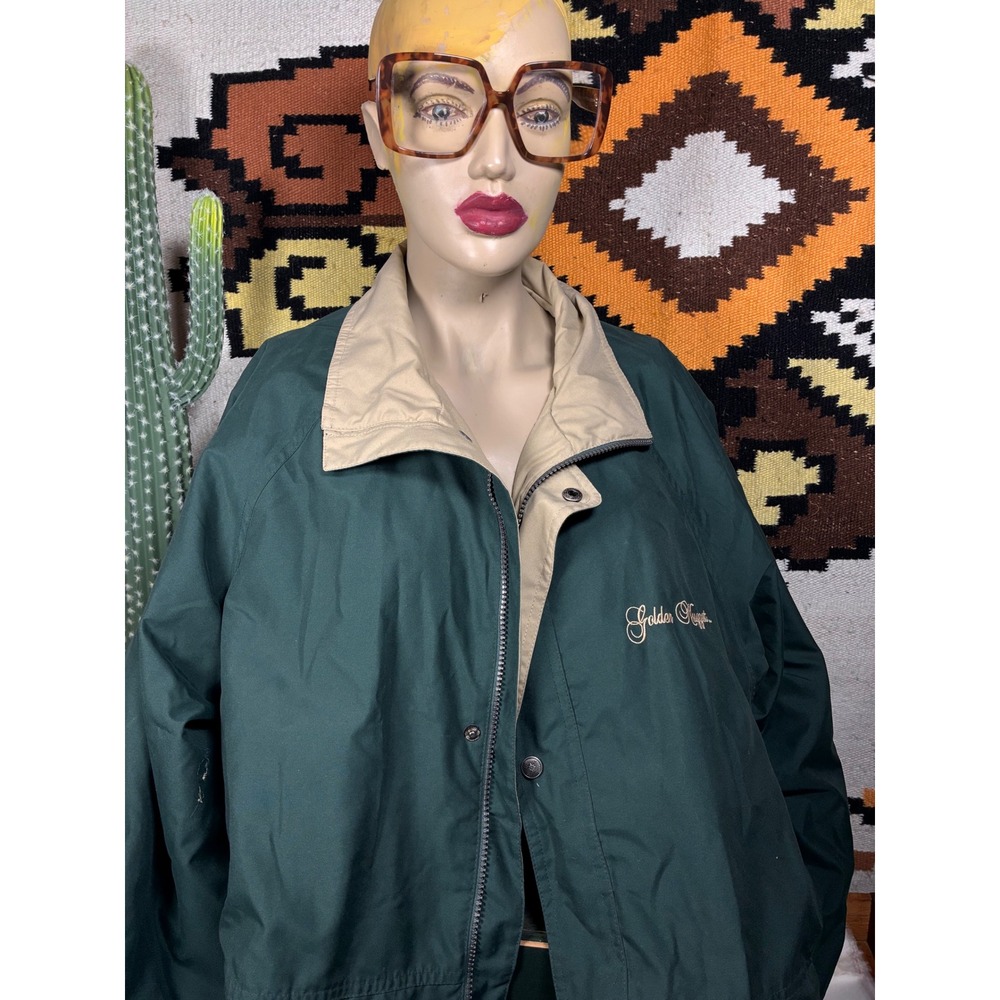 North End Jacket Mens Large Green Excellent Golden Nugget Windbreaker Full Zip